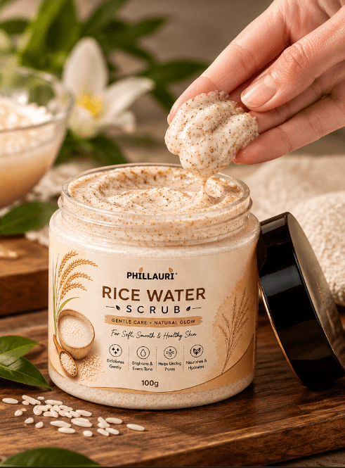Phillauri Rice Water Scrub – Natural Glow, 100g