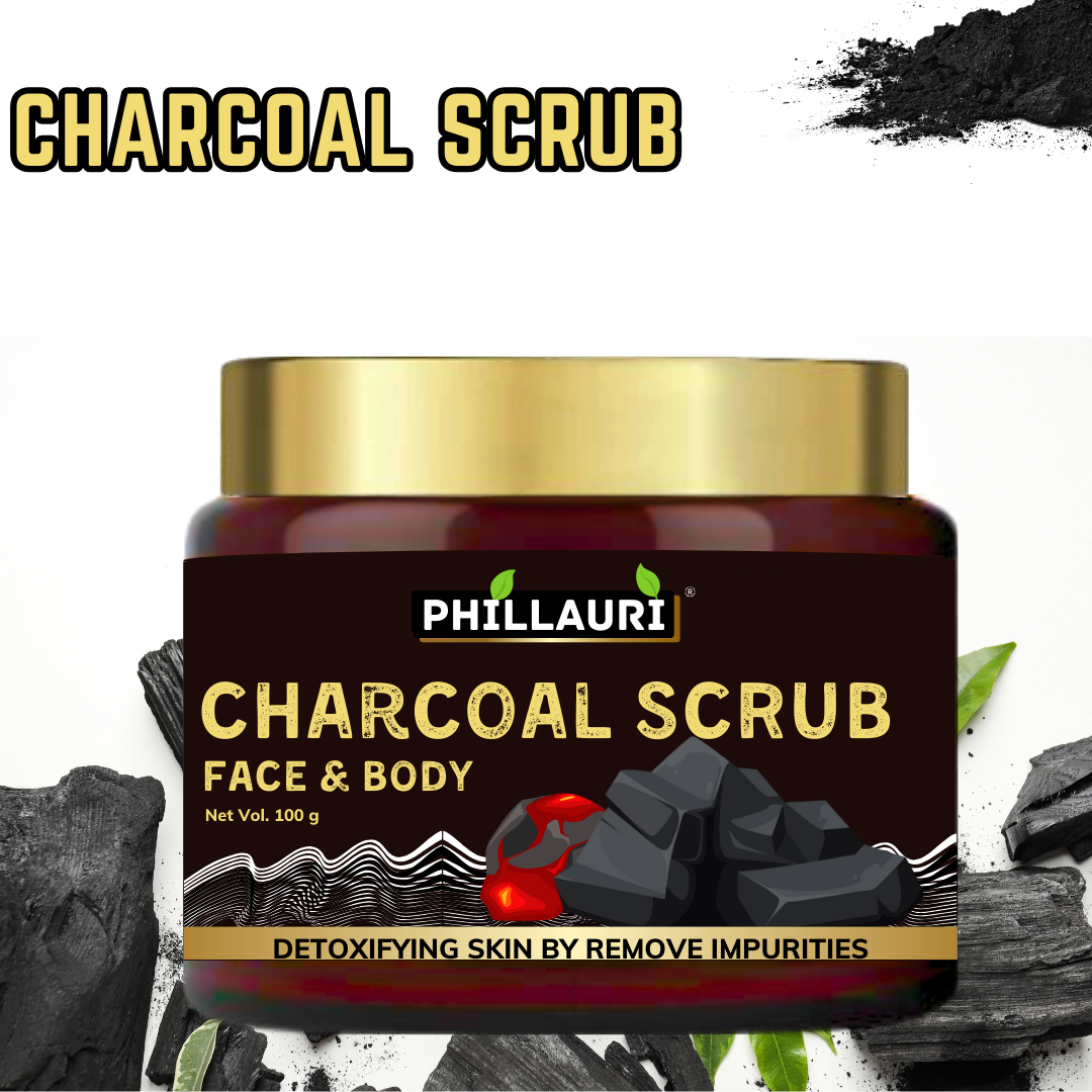 Phillauri Charcoal Face Scrub for Detoxifying Skin By Removing Impurities, 100g