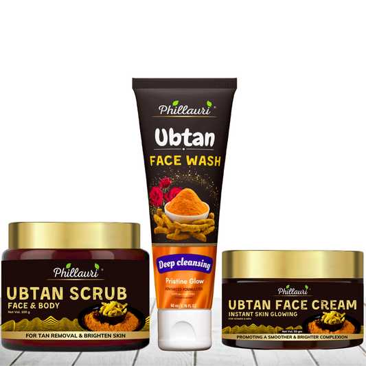 Phillauri Ubtan scrub, Face Wash, Face Cream, Skin and Body Combo Kit, 100g + 60ml + 50g