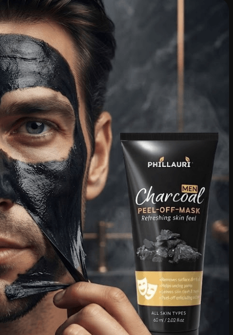 Phillauri Men Charcoal Peel-Off Mask – Refreshing Skin Feel, 60ml