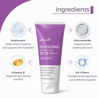 Phillauri 1% Hyaluronic with Niacinamide Sunscreen
