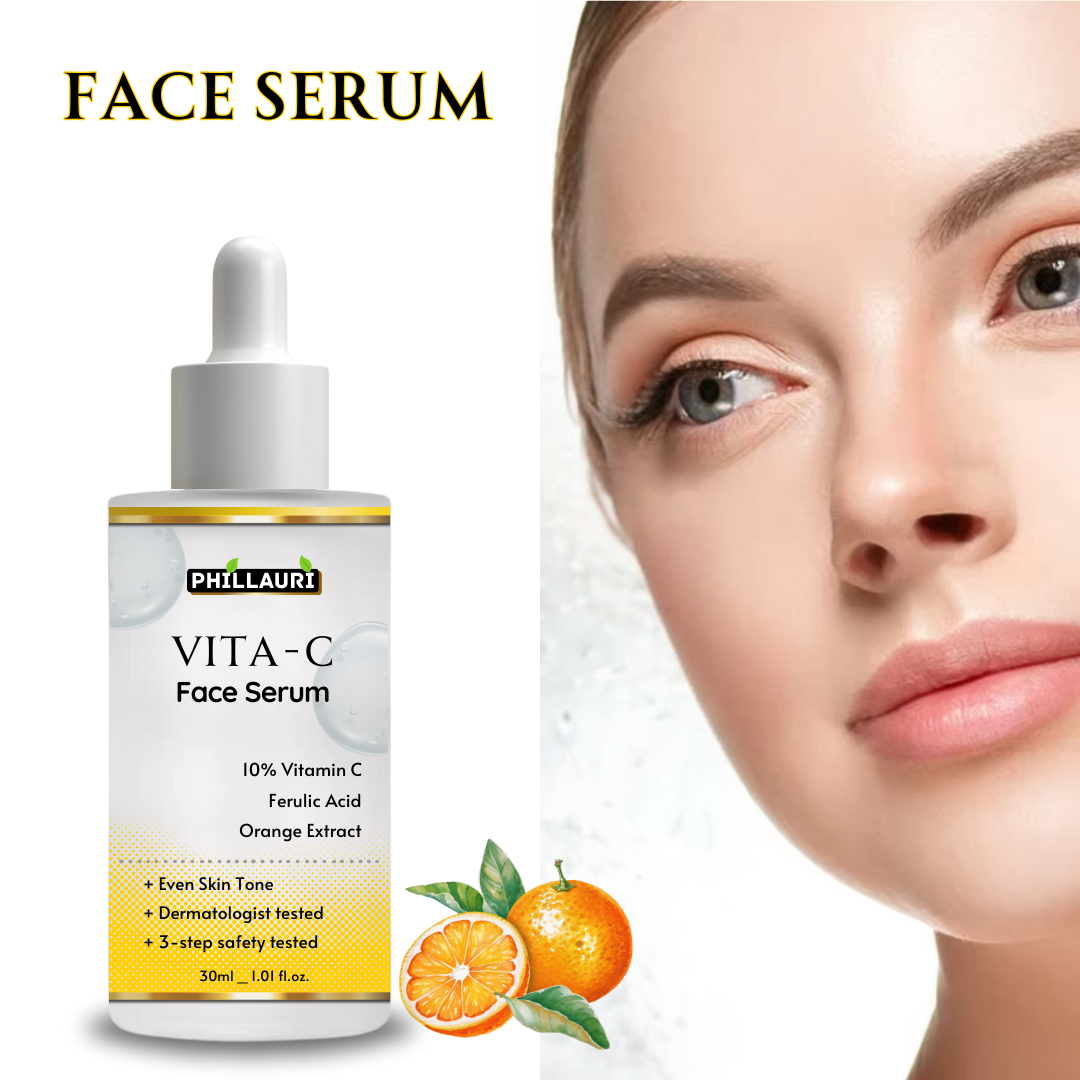 Phillauri 10% Vitamin C Face Serum With Hyaluronic Acid & Orange Ext For Skin Brightening