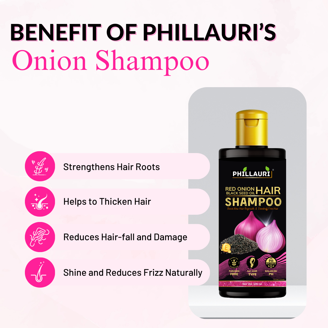 Phillauri Red Onion Black Seed Oil Shampoo, 100ml
