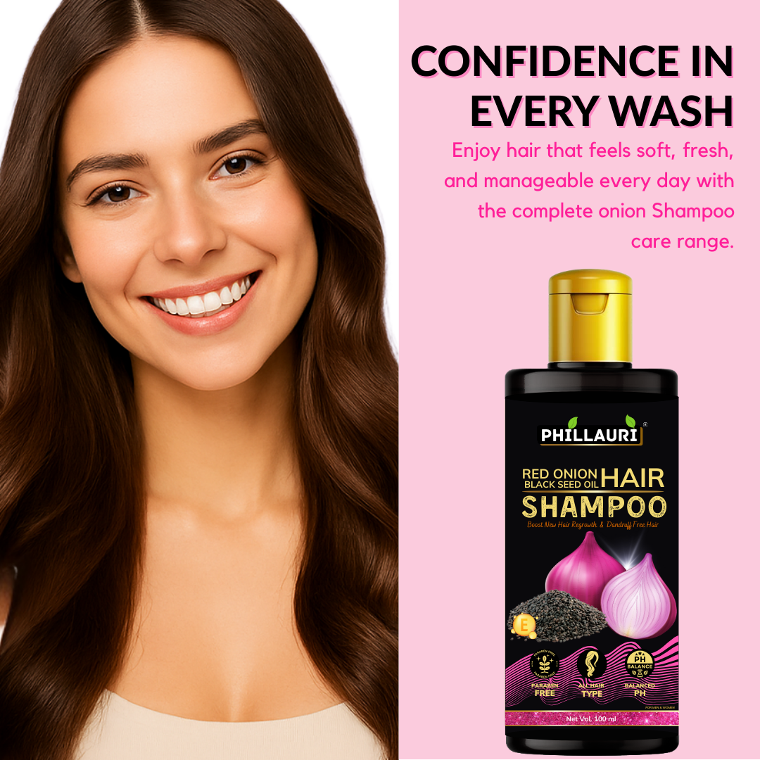Phillauri Red Onion Black Seed Oil Shampoo, 100ml