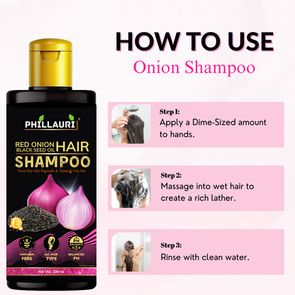 Phillauri Red Onion Black Seed Oil Shampoo, 100ml