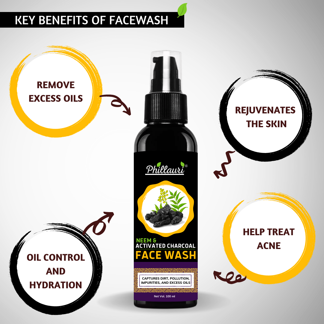 Phillauri Neem Activated Charcoal Facewash For Captures Dirt, Pollution, 100ml