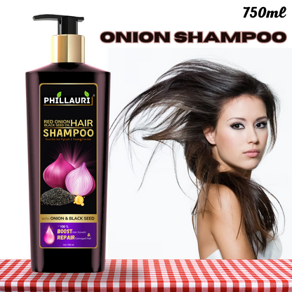 Phillauri Red Onion Black Seed Shampoo For Hair Growth, 750ml