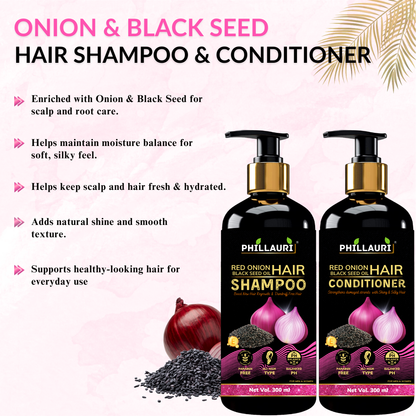 Phillauri Red Onion Black Seed Shampoo and Conditioner, 600ML