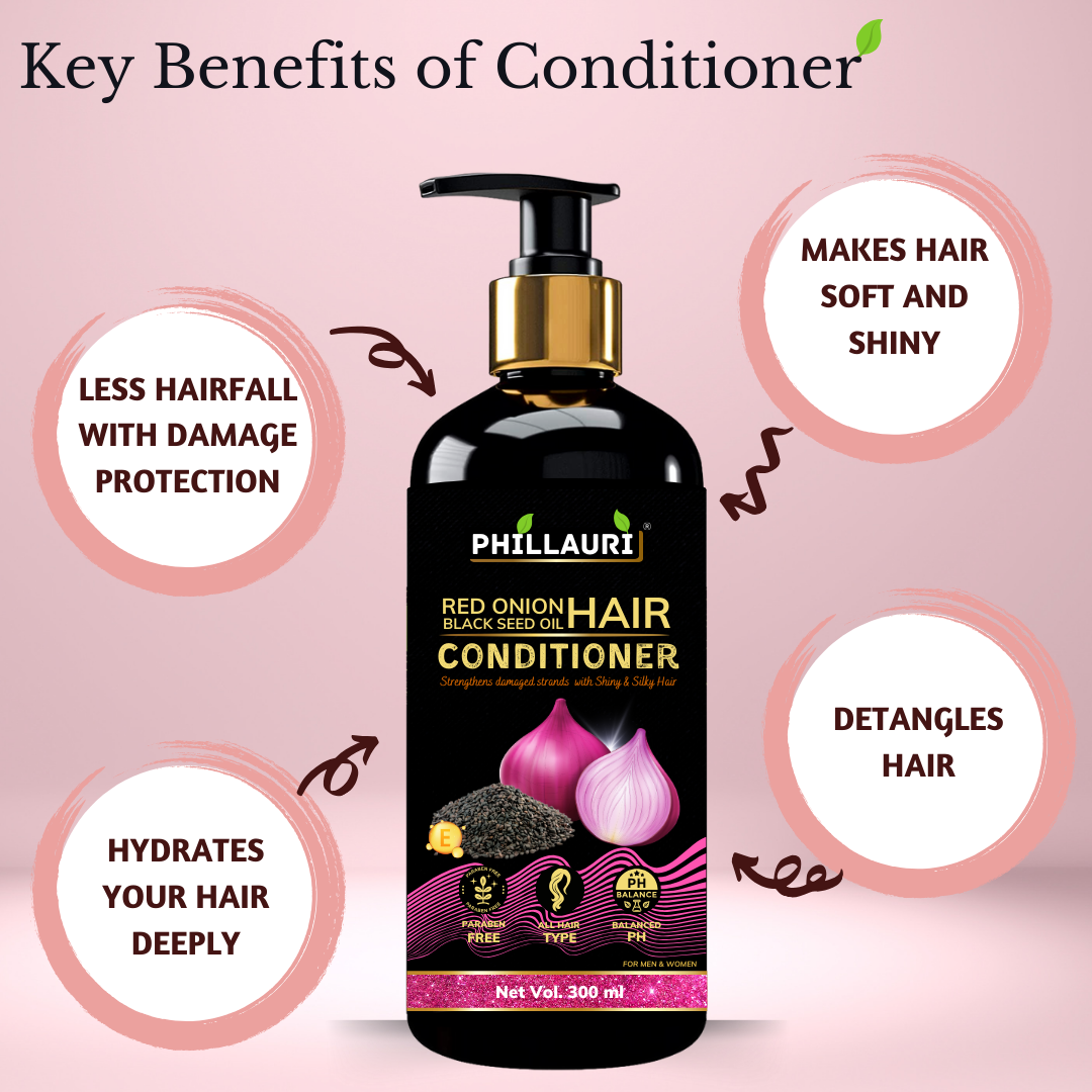 Phillauri Red Onion Black Seed Shampoo and Conditioner, 600ML