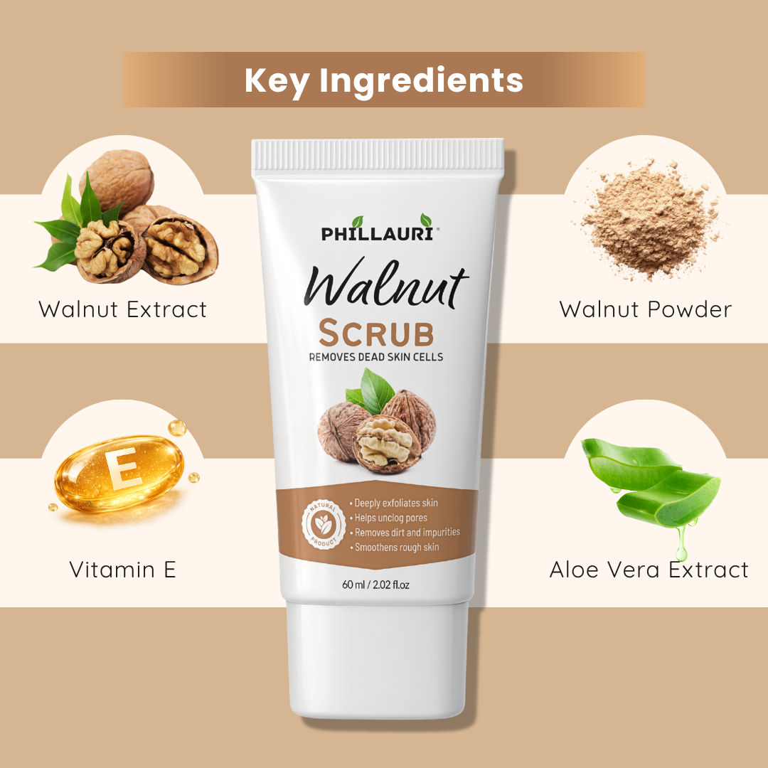 Phillauri Walnut Scrub – Gentle Exfoliating Face & Body Scrub