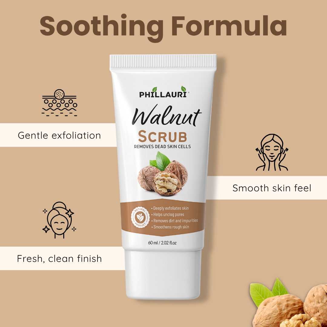 Phillauri Walnut Scrub – Gentle Exfoliating Face & Body Scrub