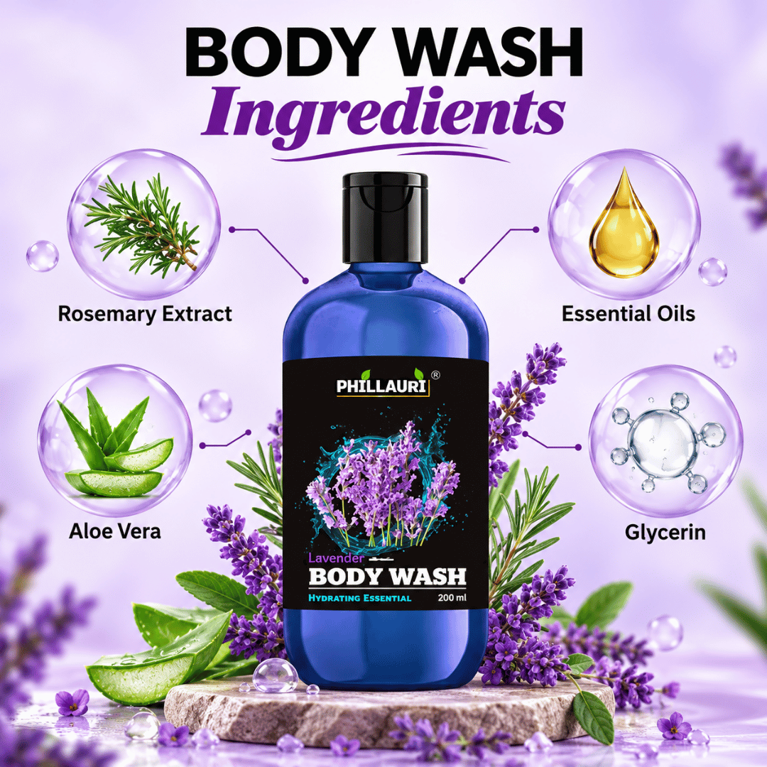 Phillauri Lavender Body Wash – With Rosemary Extract & Glycerin