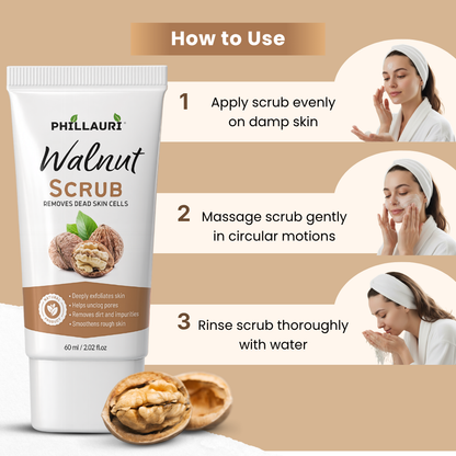 Phillauri Walnut Scrub – Gentle Exfoliating Face & Body Scrub