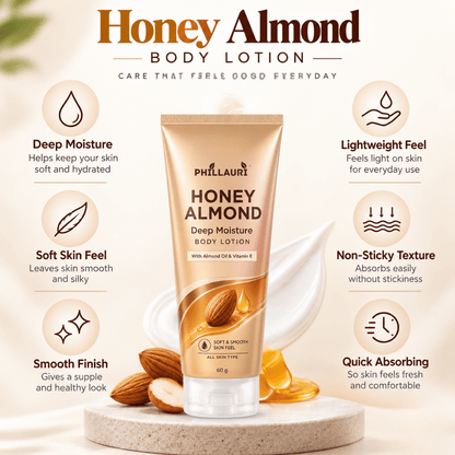 Phillauri Honey Almond Deep Moisture Body Lotion – With Almond Oil & Vitamin E