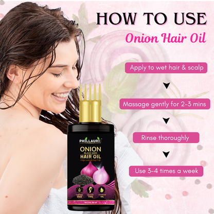 Phillauri Herbal Onion Hair Oil For Long And Strong Hair, 60ml
