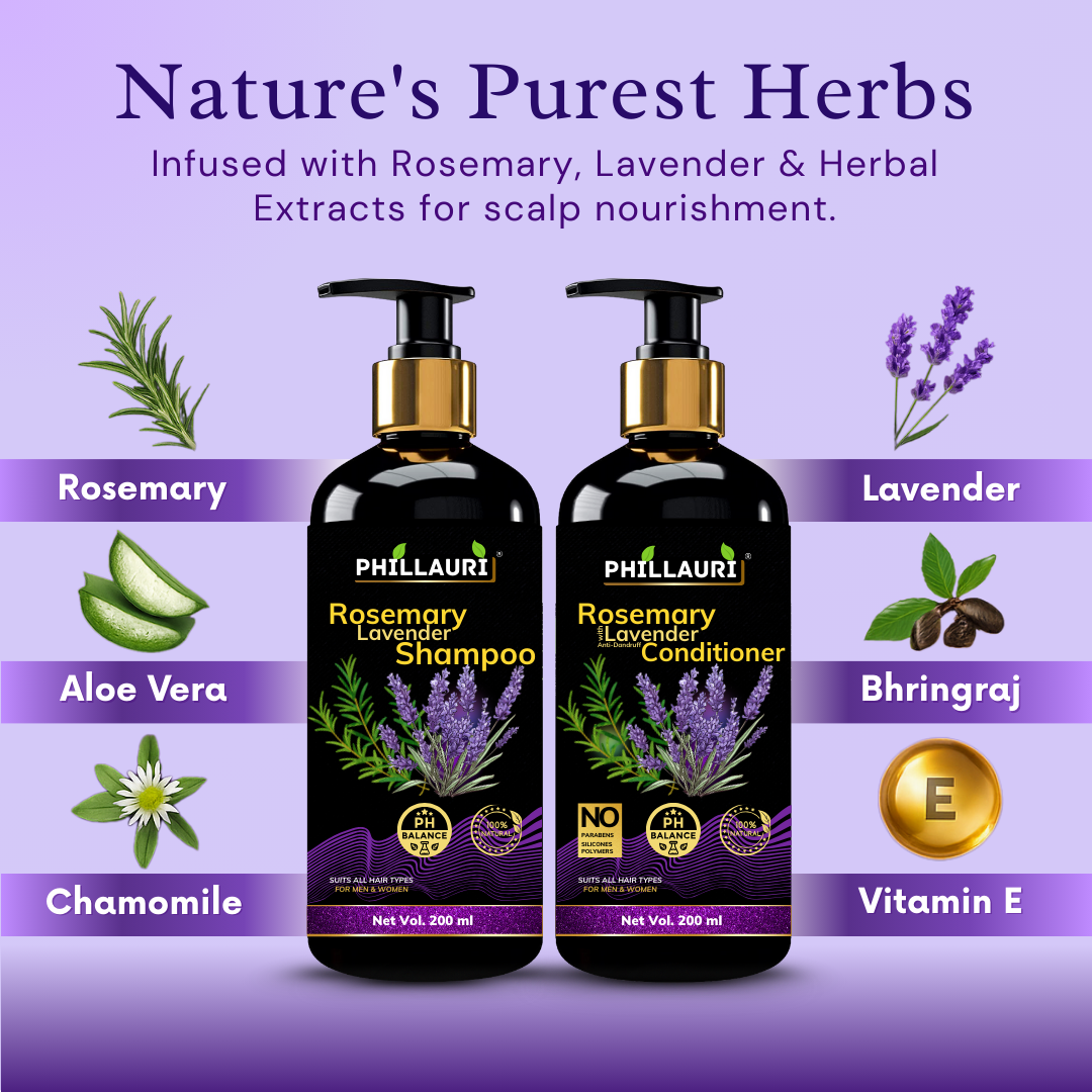 Phillauri Rosemary With Lavender Anti-dandruff Shampoo And Conditioner Combo