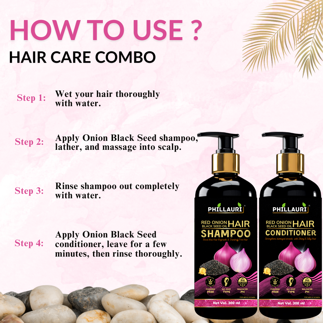 Phillauri Red Onion Black Seed Shampoo and Conditioner, 600ML