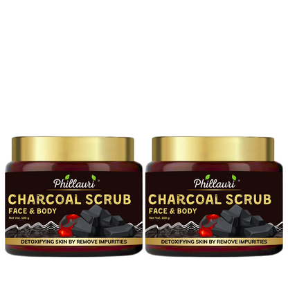 Phillauri Charcoal Face Scrub for Detoxifying Skin By Removing Impurities, 100g