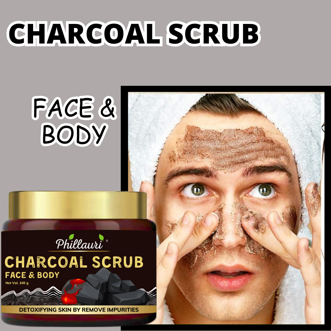 Phillauri Charcoal Face Scrub for Detoxifying Skin By Removing Impurities, 100g