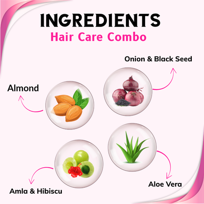 Phillauri Onion Black Seed Hair Oil, Shampoo, Conditioner and Serum Combo ,100 ml +100 ml + 100ml + 30 ml