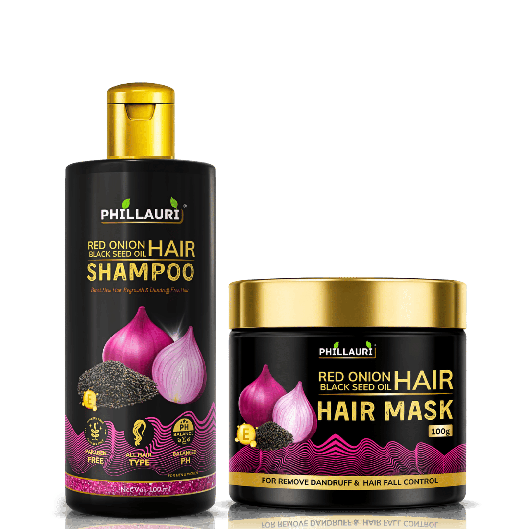 Phillauri Red Onion with Black Seed Oil Shampoo & Hair Mask Combo