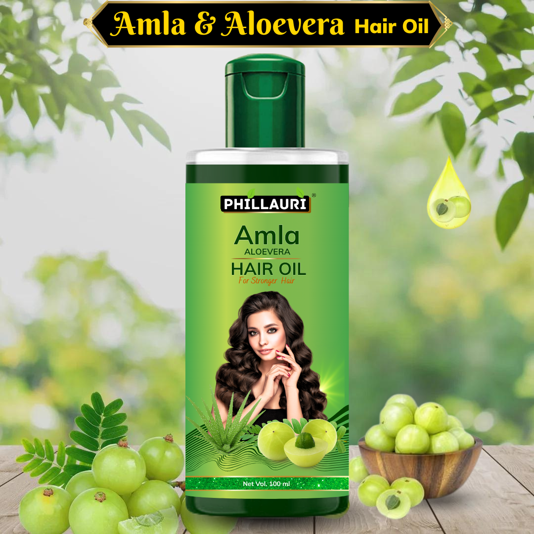 Phillauri Natural Pure Amla AloeVera Hair Oil For Strong hair, 100ml