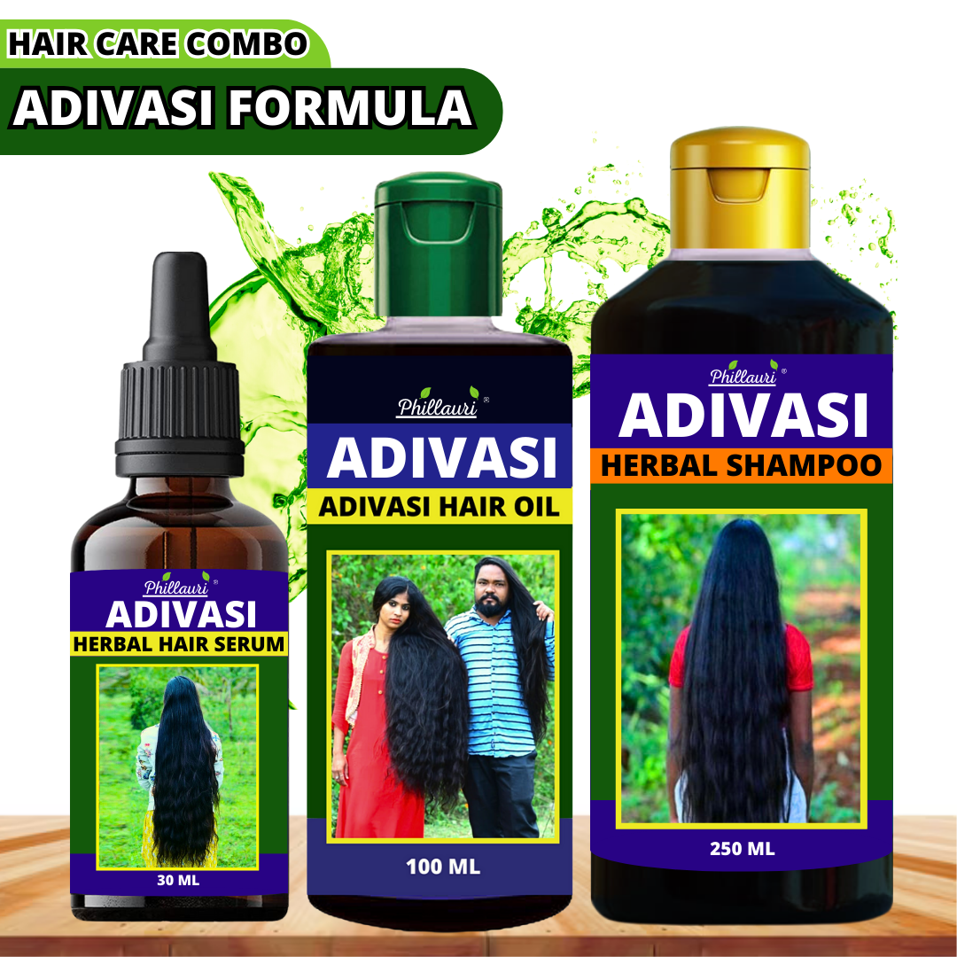 Phillauri Herbal Hair Serum ,shampoo And Adivasi Hair Oil For Strong And Shiny Hair