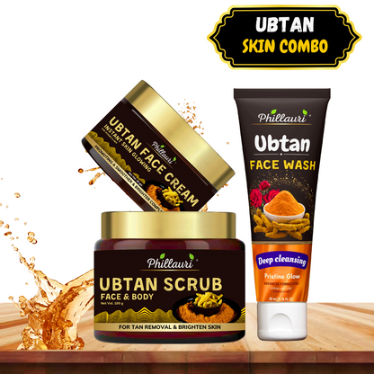 Phillauri Ubtan scrub, Face Wash, Face Cream, Skin and Body Combo Kit, 100g + 60ml + 50g