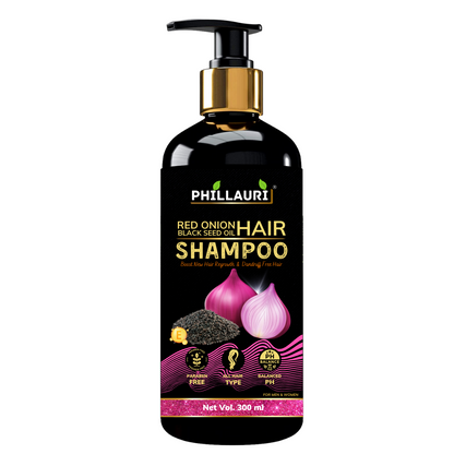 Phillauri Red Onion Black Seed Shampoo For Hair Regrowth, Dandruff Free Hair