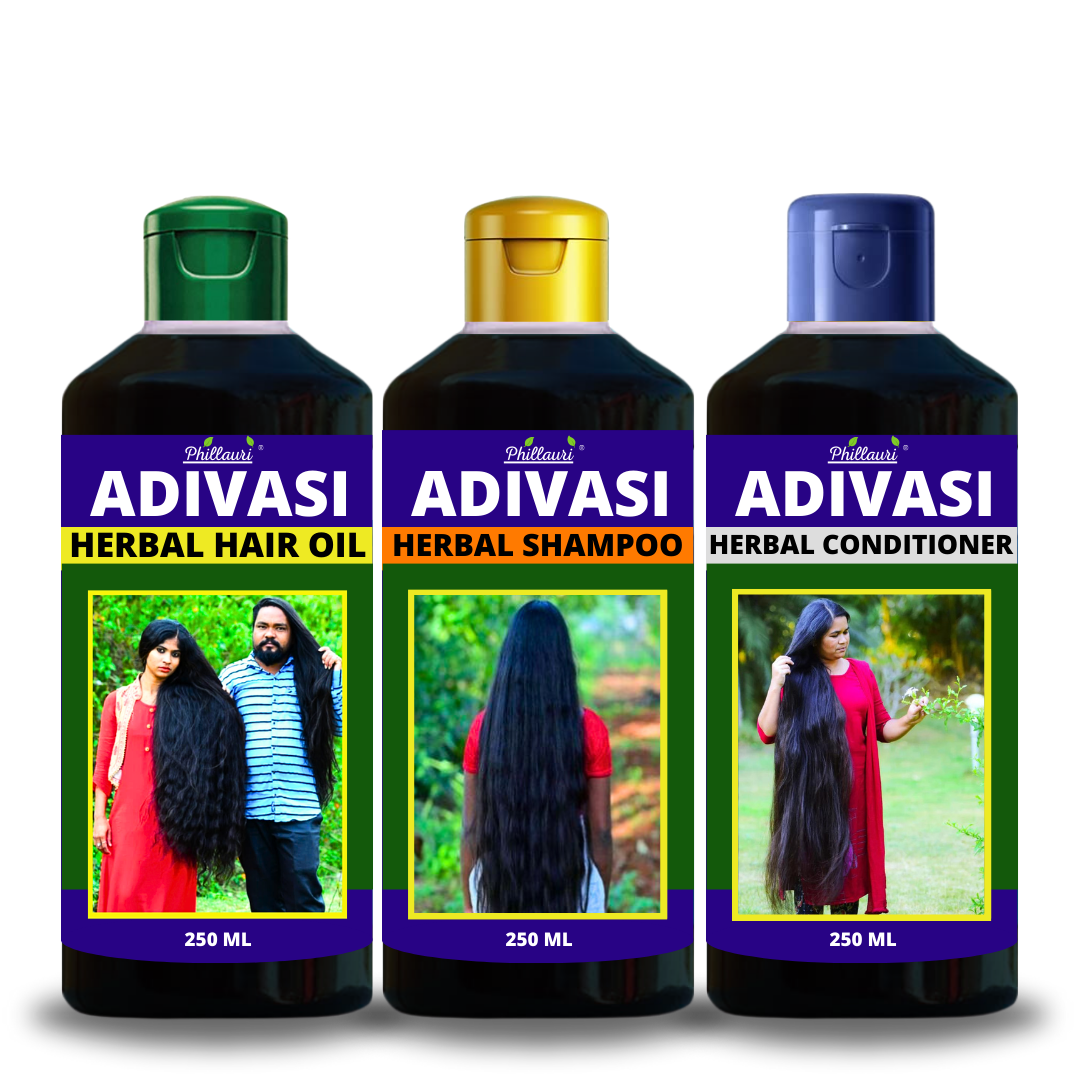 Adivasi Herbal Hair Oil250ml Herbal Shampoo250ml Herbal Conditio Phillauri 8085