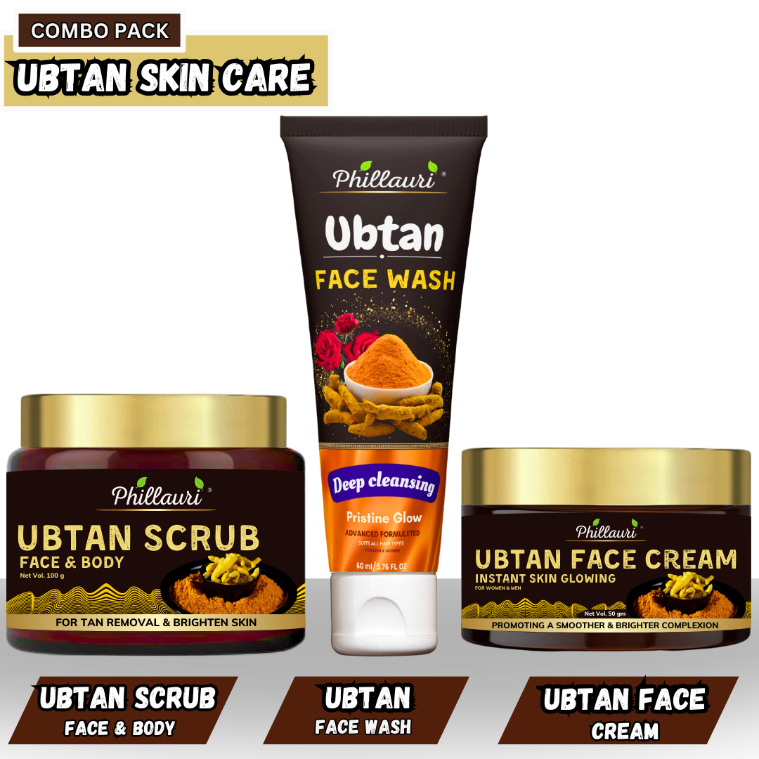 Phillauri Ubtan scrub, Face Wash, Face Cream, Skin and Body Combo Kit, 100g + 60ml + 50g