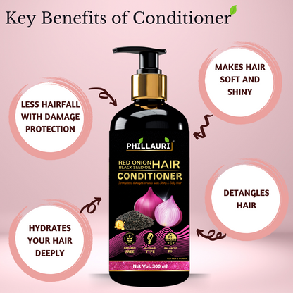 Phillauri Red Onion Black Seed Shampoo, Hair Oil, Conditioner For Hair Care