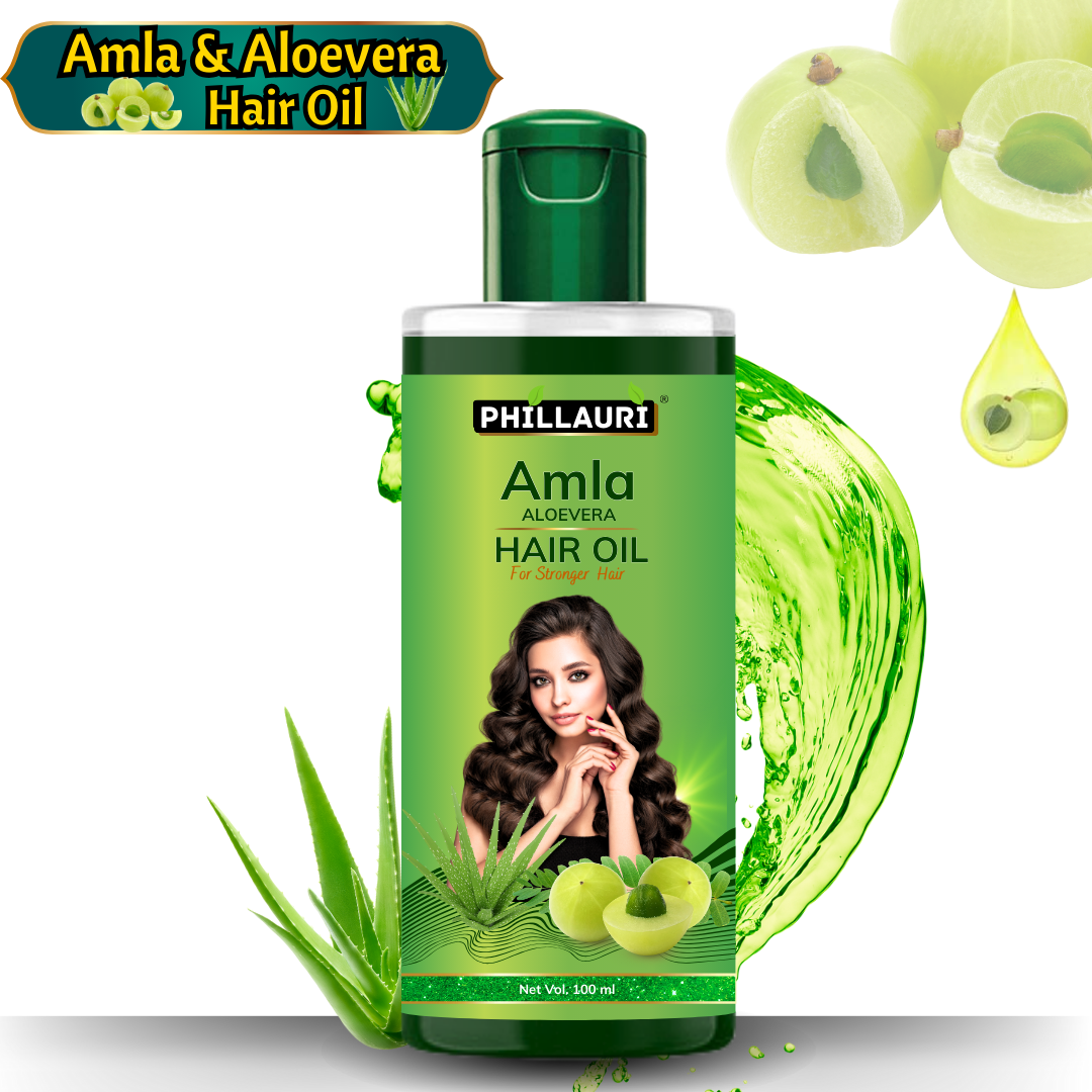 Phillauri Natural Pure Amla AloeVera Hair Oil For Strong hair, 100ml