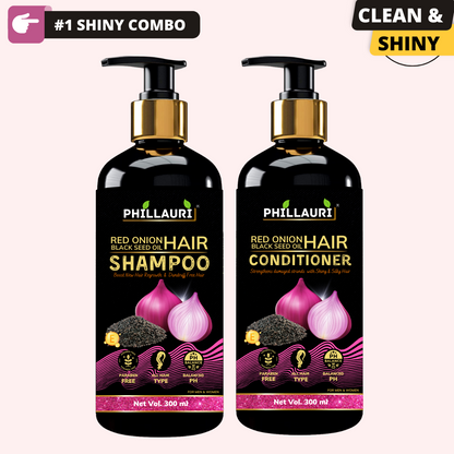 Phillauri Red Onion Black Seed Shampoo and Conditioner, 600ML