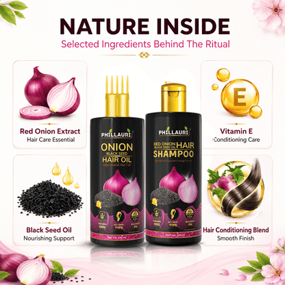 Phillauri Red Onion with Black Seed Oil Hair Oil & Shampoo Combo