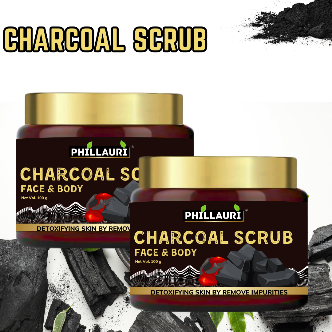 Phillauri Charcoal Face Scrub for Detoxifying Skin By Removing Impurities, 100g
