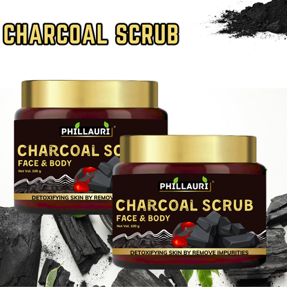 Phillauri Charcoal Face Scrub for Detoxifying Skin By Removing Impurities, 100g