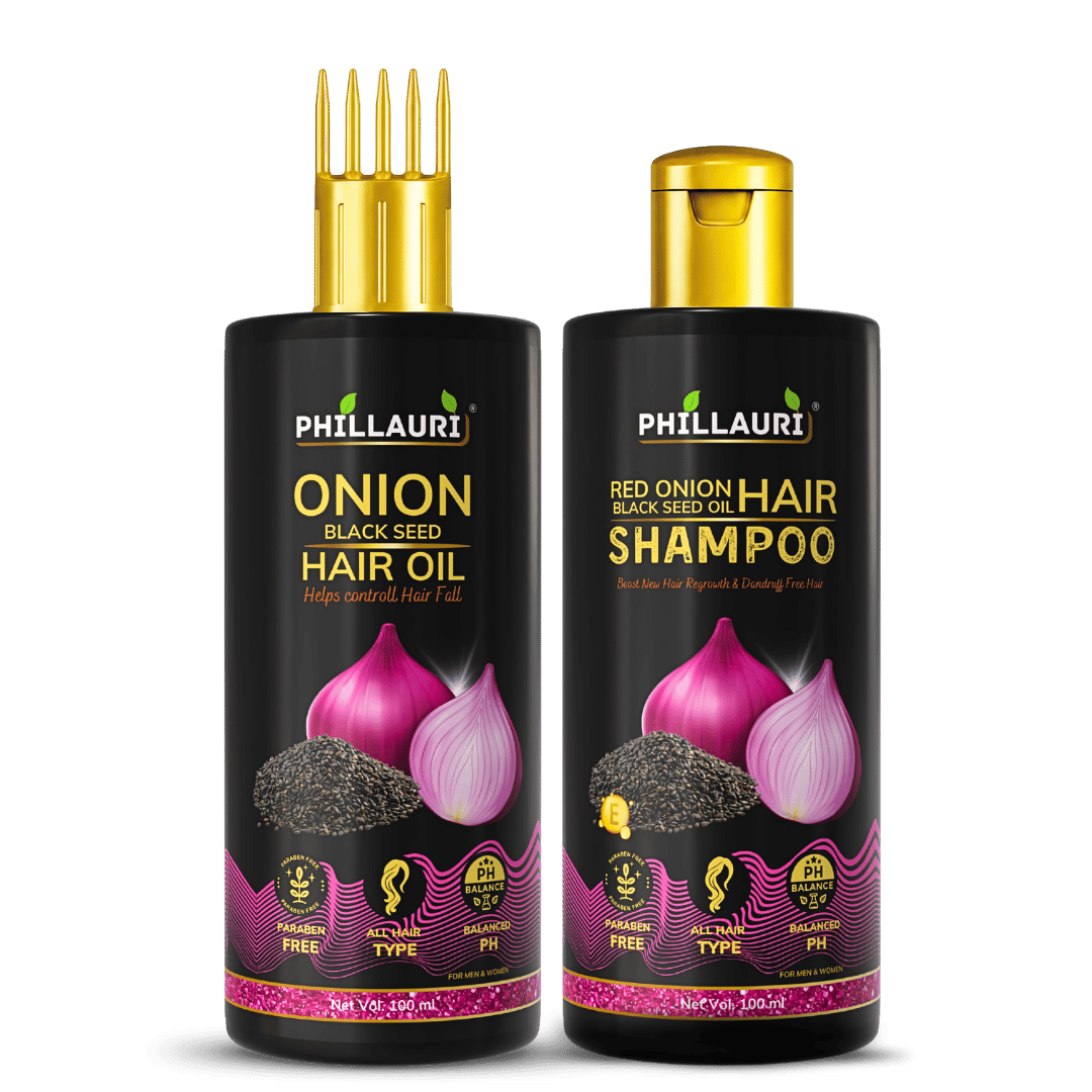 Phillauri Red Onion with Black Seed Oil Hair Oil & Shampoo Combo