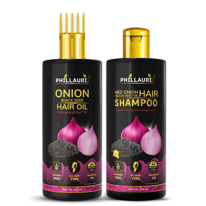 Phillauri Red Onion with Black Seed Oil Hair Oil & Shampoo Combo