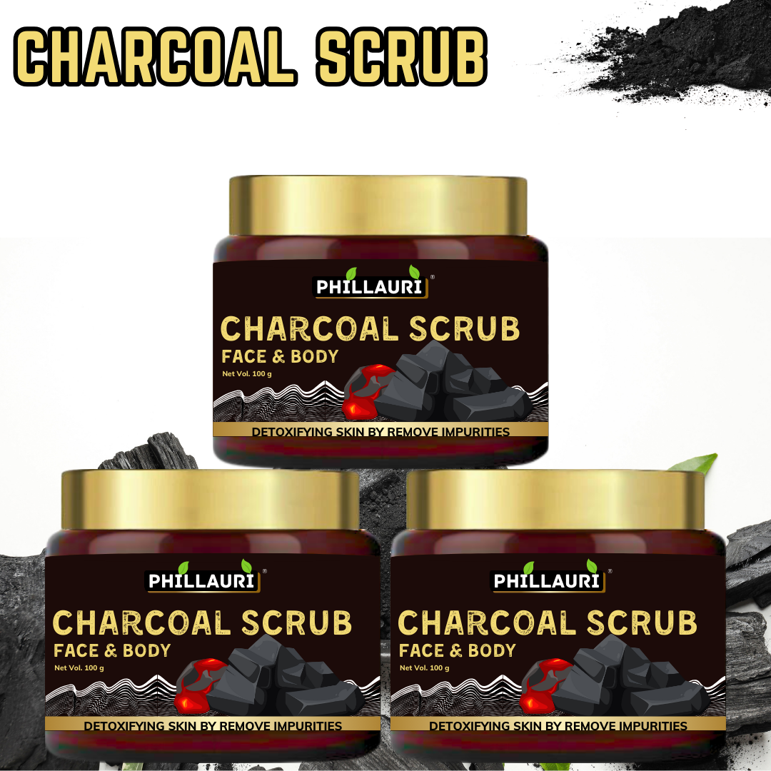 Phillauri Charcoal Face Scrub for Detoxifying Skin By Removing Impurities, 100g