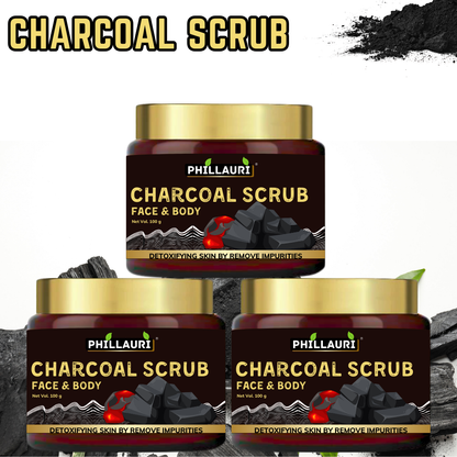 Phillauri Charcoal Face Scrub for Detoxifying Skin By Removing Impurities, 100g