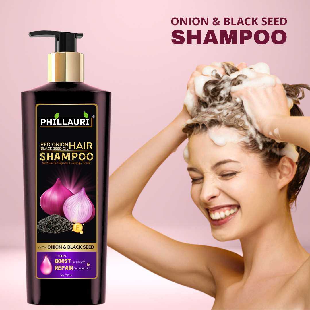 Phillauri Red Onion Black Seed Shampoo For Hair Growth, 750ml