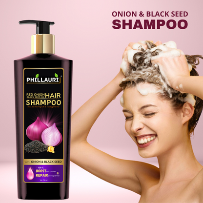 Phillauri Red Onion Black Seed Shampoo For Hair Growth, 750ml