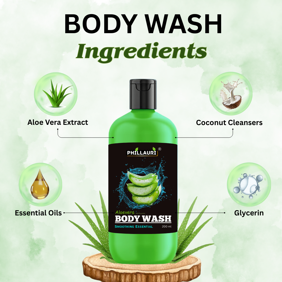 Phillauri Smoothing Aloevera With Cucumber Body Wash, 200ML