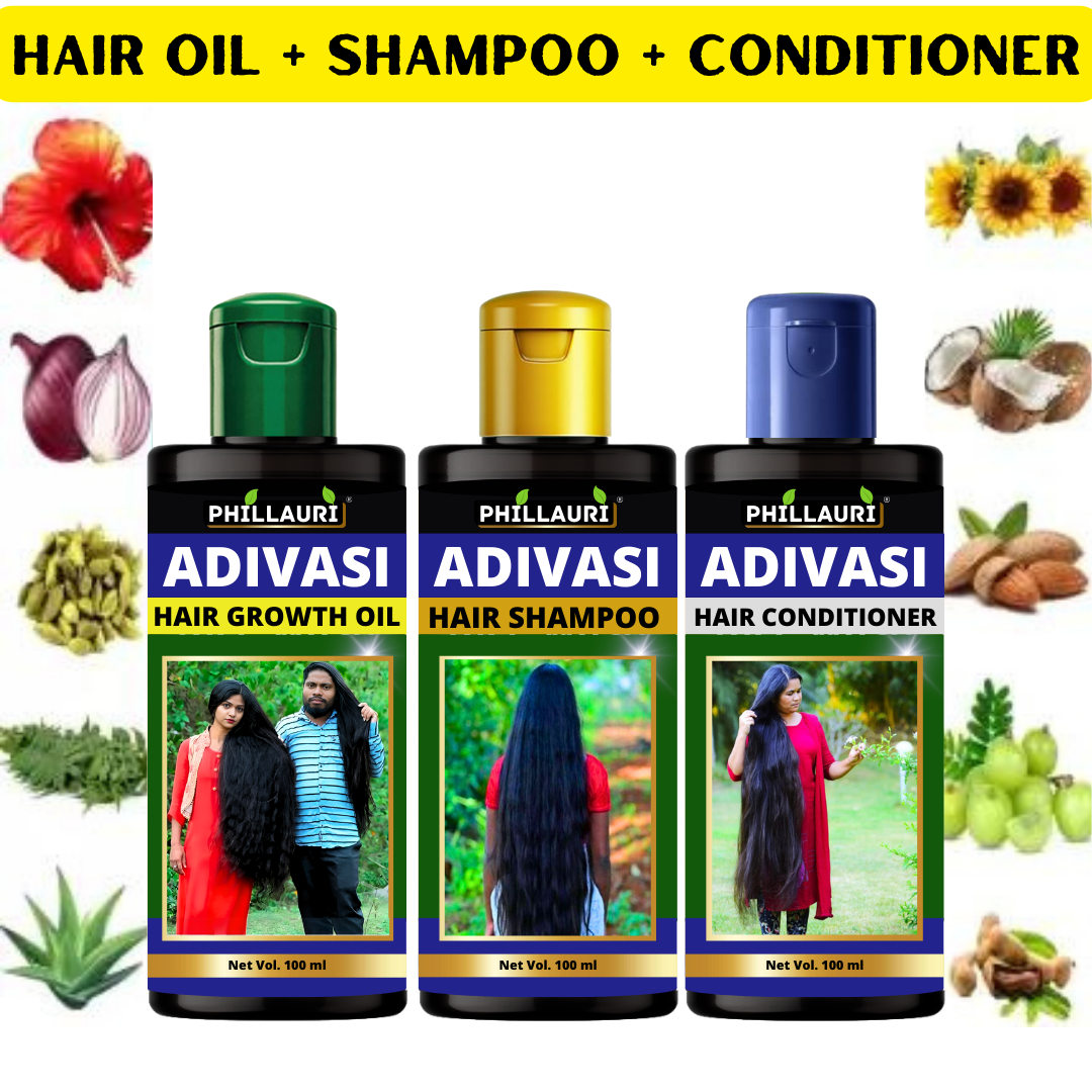 Phillauri Adivasi Hair Growth Oil, Shampoo, conditioner Combo For Women And Men