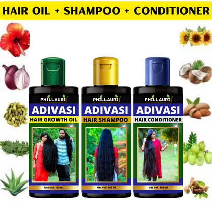 Phillauri Adivasi Hair Growth Oil, Shampoo, conditioner Combo For Women And Men