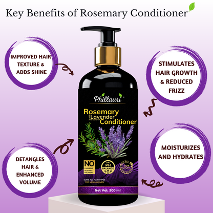 Phillauri Rosemary Lavender Hair Oil, Shampoo, Conditioner, 100ml+200ml+200ml