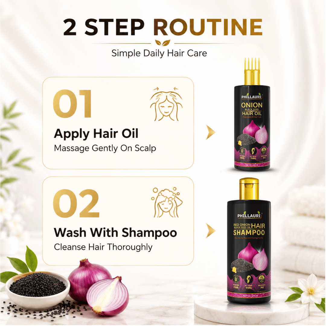 Phillauri Red Onion with Black Seed Oil Hair Oil & Shampoo Combo