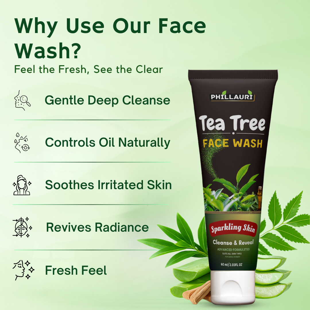 Phillauri Tea Tree Face Wash For Cleanse And Reveal, 60ml
