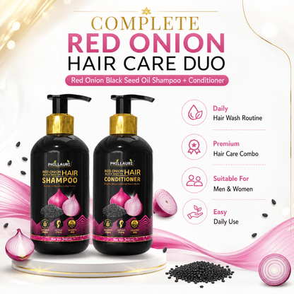 Phillauri Red Onion with Black Seed Oil Shampoo & Conditioner Duo